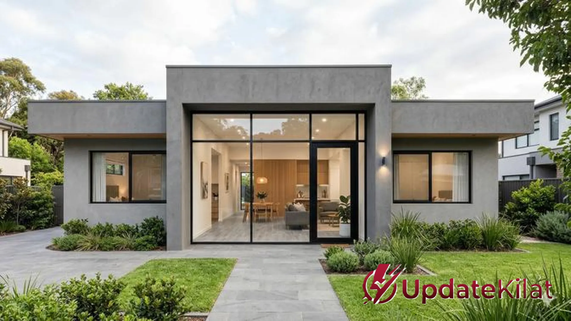Elegansi Transparan: 7 Inspirasi Desain Rumah 1 Lantai dengan Pintu Kaca Besar yang Modern dan Lapang