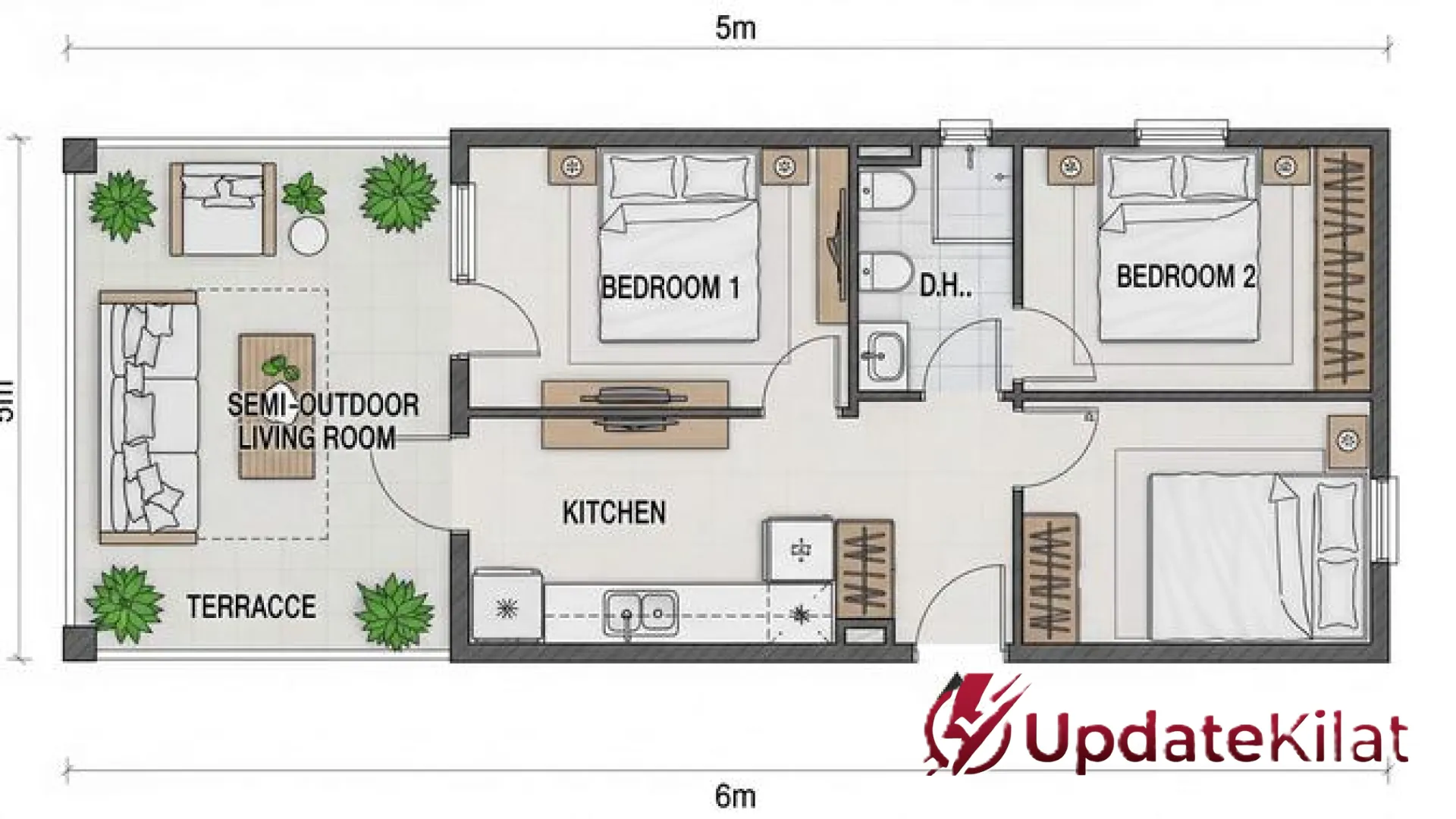 Seni Menata Lahan Terbatas: 10 Inspirasi Rumah 5×6 Meter dengan 2 Kamar yang Mewah dan Fungsional