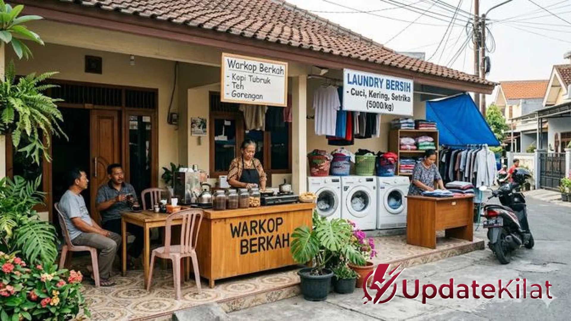 Strategi Jitu Sulap Teras Jadi Cuan: 10 Inspirasi Desain Kombinasi Warkop dan Laundry Plus Estimasi Modalnya