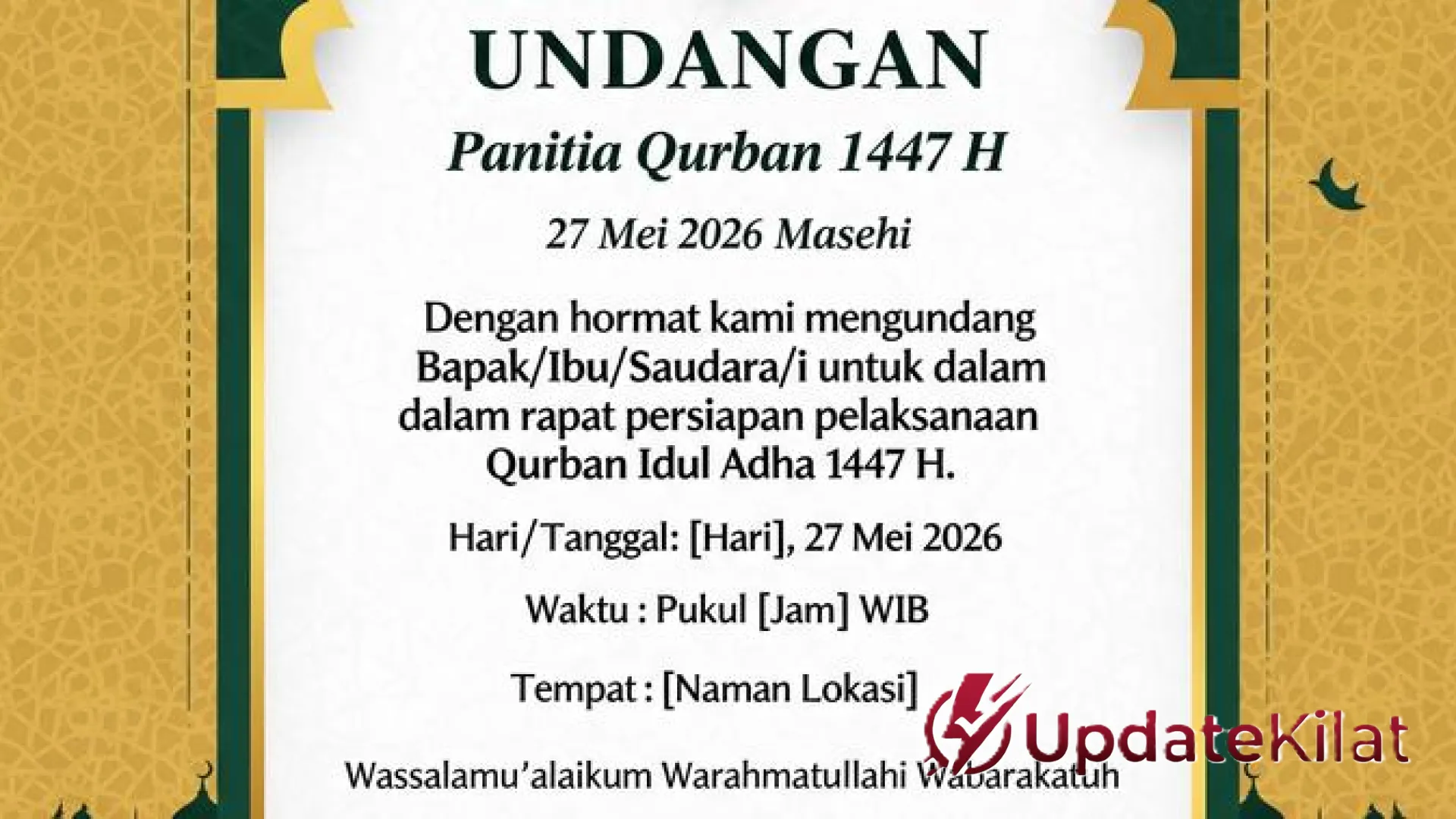 Panduan Lengkap: 10 Contoh Undangan Panitia Qurban 2026 dengan Bahasa Formal dan Islami