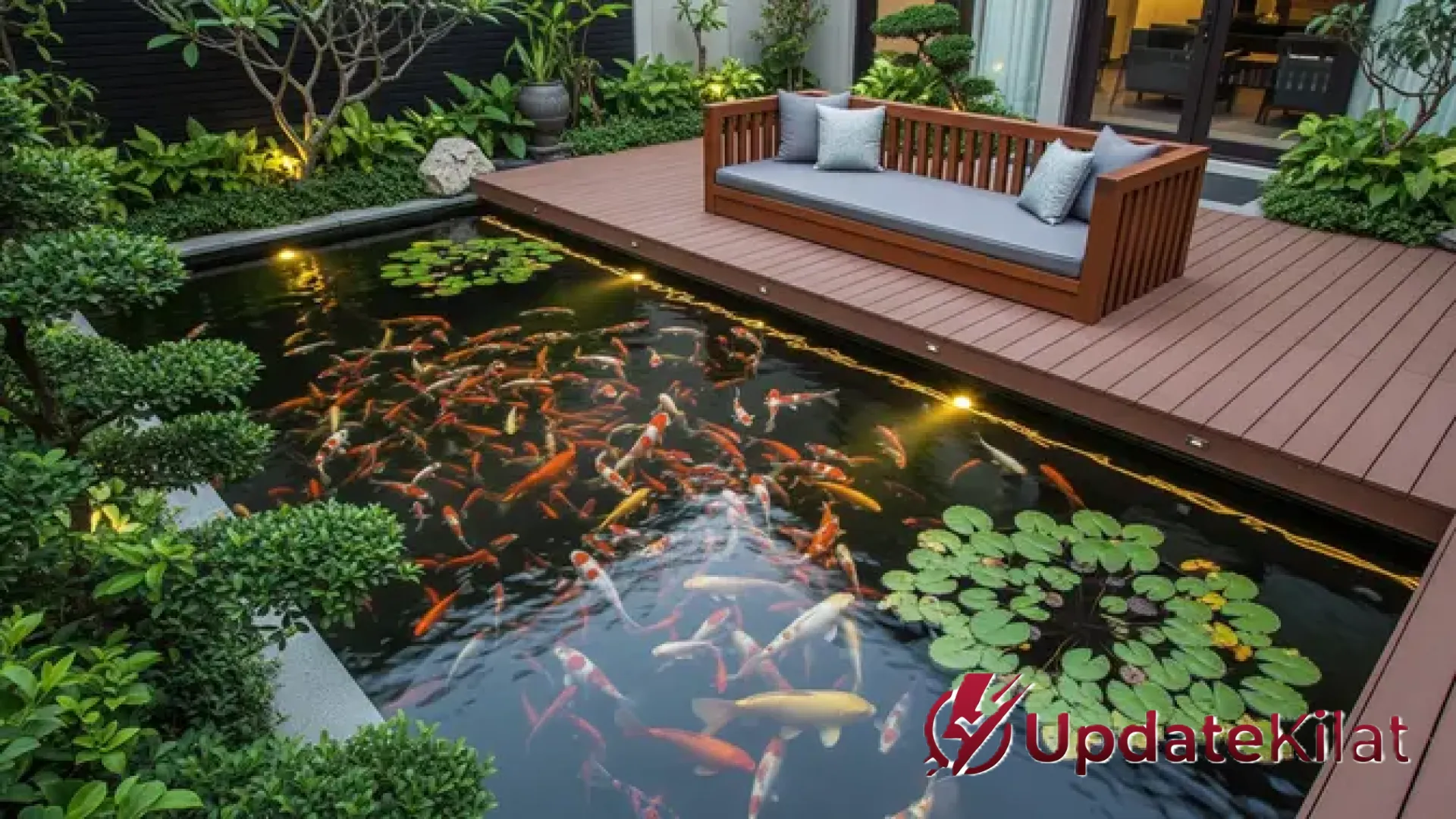 7 Inspirasi Desain Kolam Ikan dengan Dek Kayu dan Area Santai: Sulap Halaman Menjadi Resor Mewah
